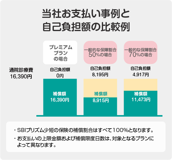 当社お支払い事例と自己負担額の比較例